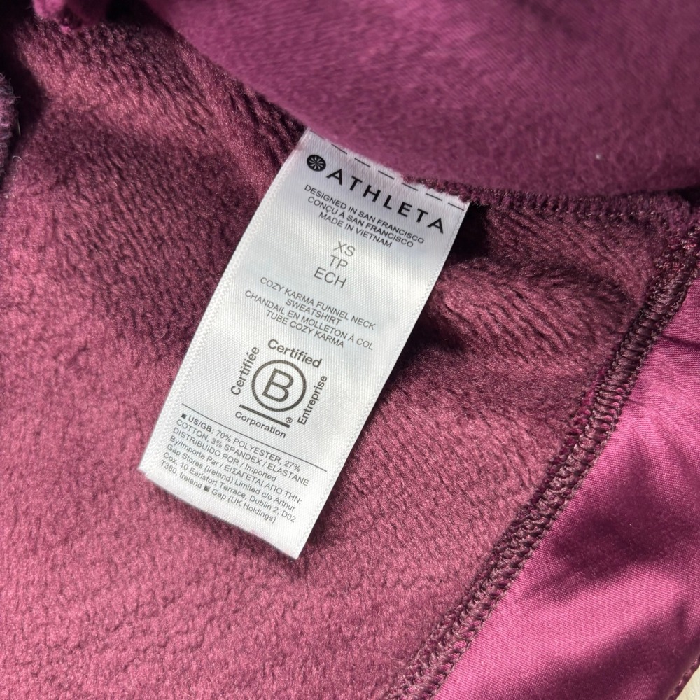 Athleta Women's XS Burgundy Cozy Karma Funnel Neck Sweatshirt Cabincore Winter - Picture 5 of 6